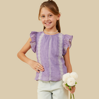 Girls Eyelet Embroidered Ruffled Detail Tank