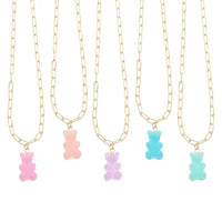 Lil Bear Thang Paperclip Necklace - Pastel Glitter