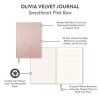 Sweetheart Pink Bow Olivia Velvet A5 Journal