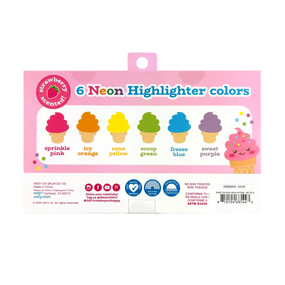Sweet Scoops: Neon Highlighters - Strawberry Scent