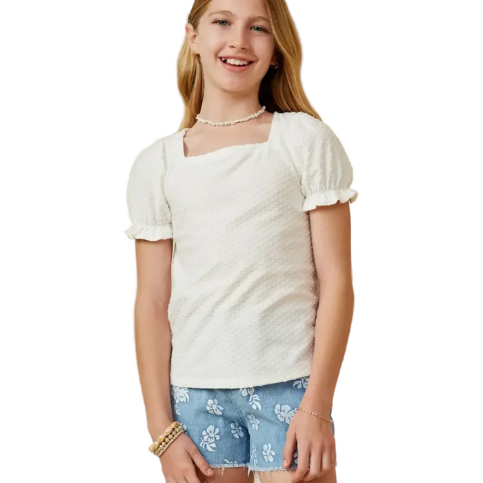 Knit Swiss Dot Square Neck Tee