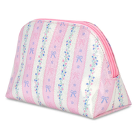 Floral Stripes Oval Cosmetic Bag