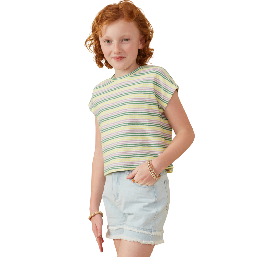 Stripe Textured Knit Boxy Tee