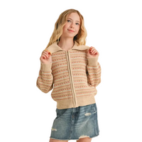 Sailor Collar Zip Up Knit Jacket