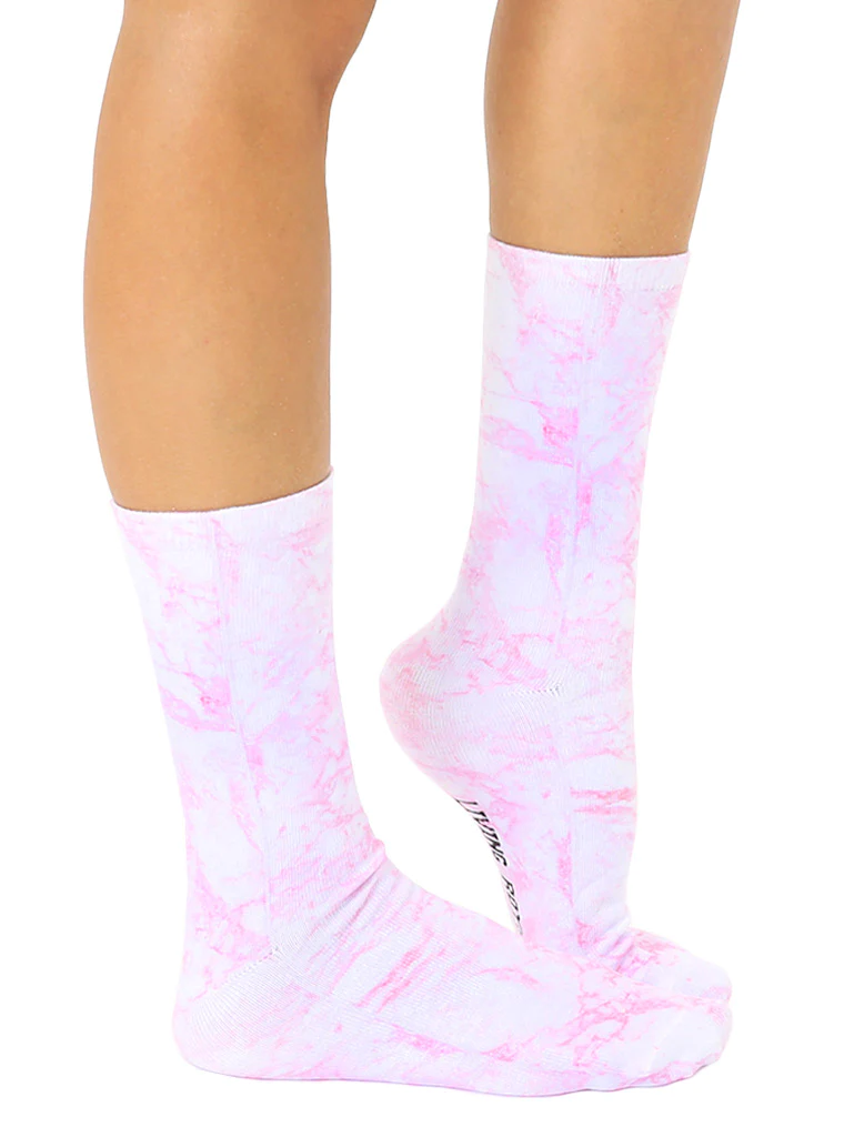 Pink Marble Crew Socks