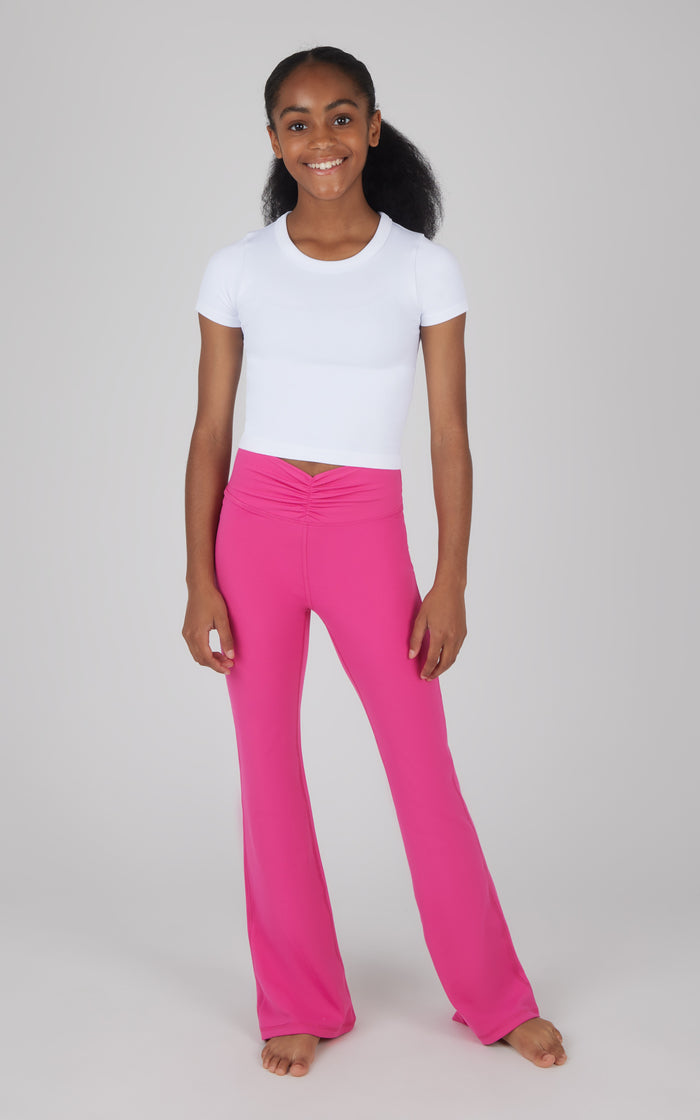 Girls Lux Waist Band Ruching Flared Pant