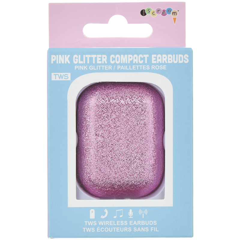 Pink Glitter Compact Earbuds