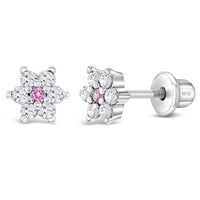 Cluster Flower Toddler/Kid Earrings | Pink CZ
