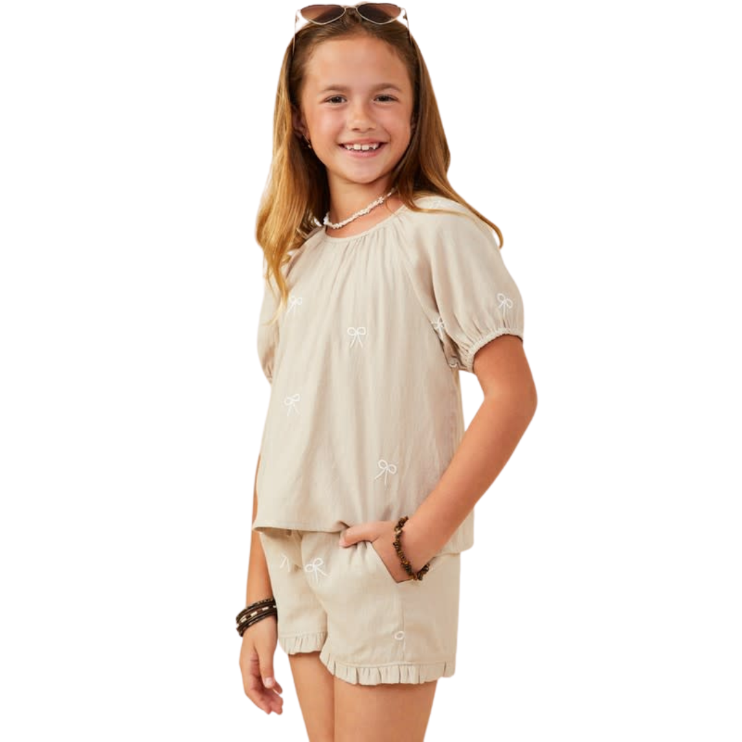 Bow Cinch Sleeve Top