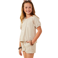 Bow Cinch Sleeve Top
