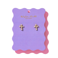 Stud Earrings Pearl Crosses - Faith