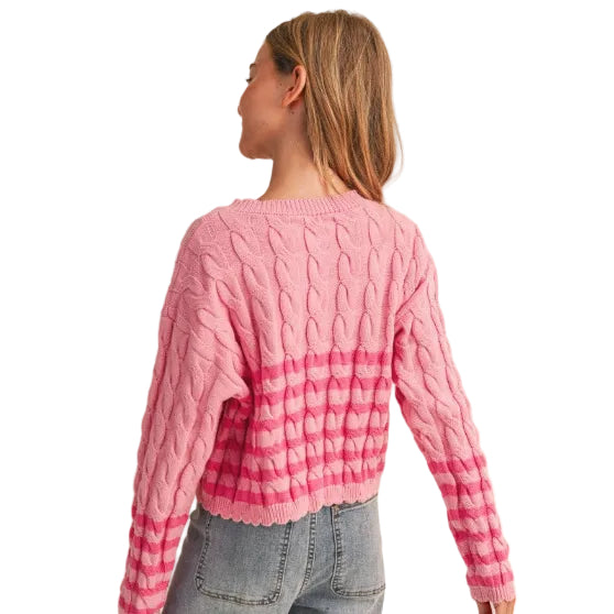 Cable Knit Boxy Cropped Pullover