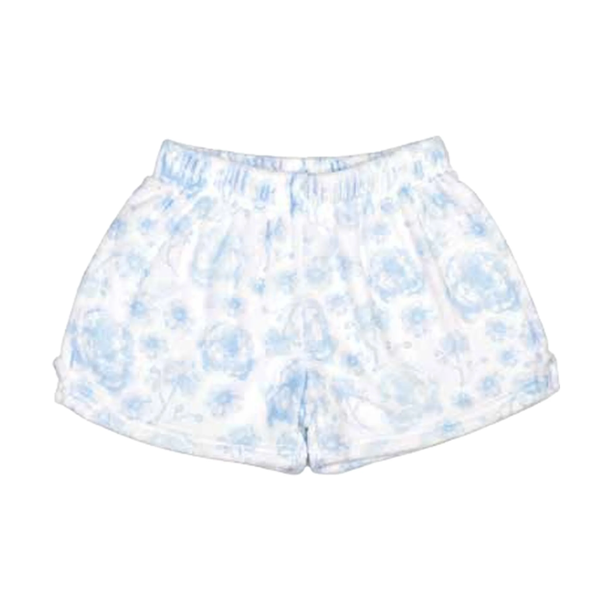 Beautiful Blue Toile Plush Shorts