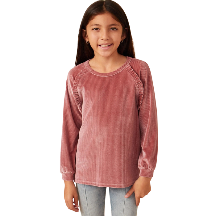 Ruffled Raglan Rib Top