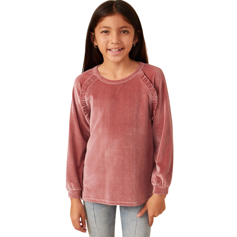 Ruffled Raglan Rib Top