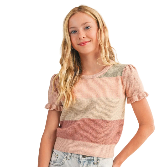 Girls Puff Sleeve Sweater