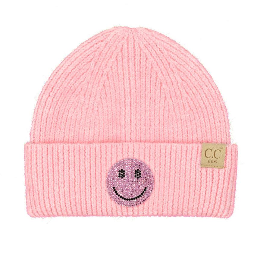 Smiley Face Rhinestone Beanie