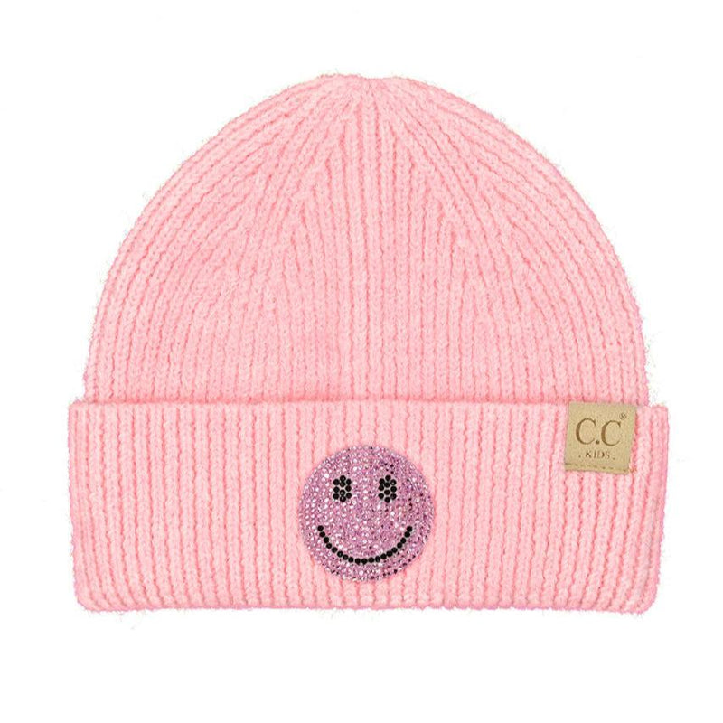 Smiley Face Rhinestone Beanie