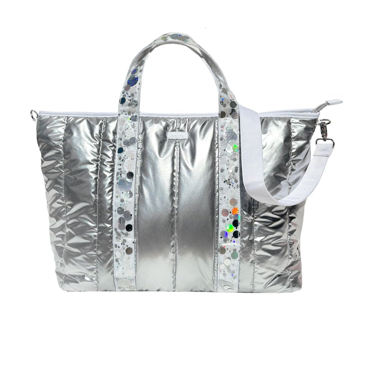 More Metallic Puffer Confetti Travel Bag