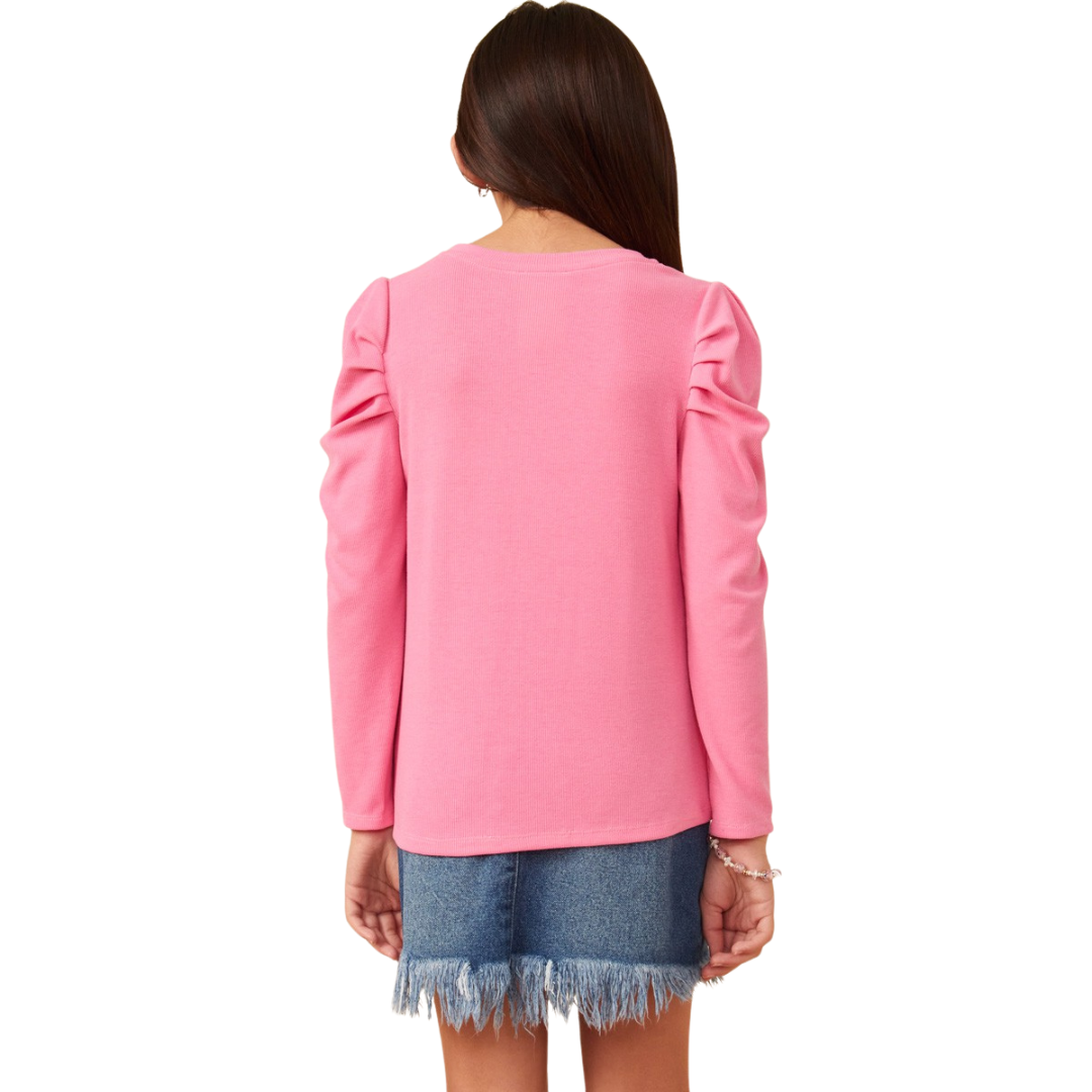 Pleated Puff Shoulder Top