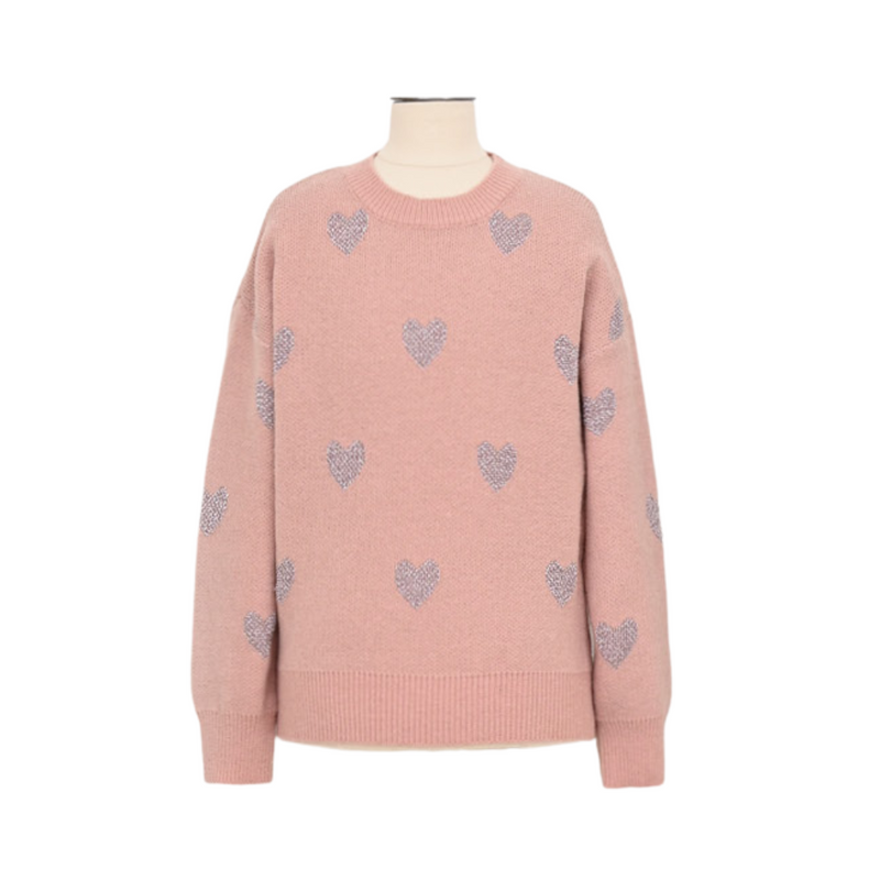 Girls Knitted Hearts Sweater