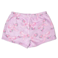 Floral Bow Fleece Cozy Shorts