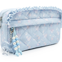 Quilted Floral Printed Pouch & Charm