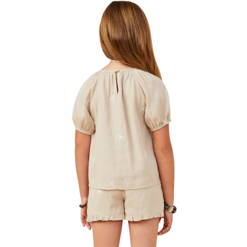 Bow Cinch Sleeve Top
