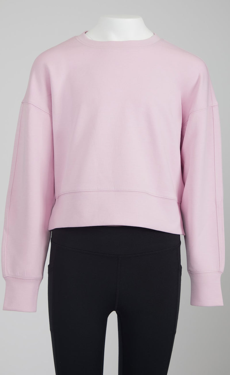 Girls Soft Scuba Zuri Crop Crew Neck Pullover