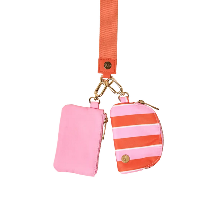 Sicily Stripes Pink Dynamic Duo Pouch Wristlet