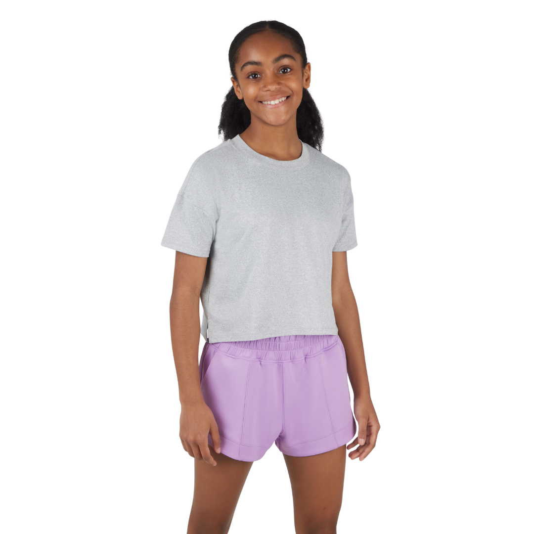 Girls Super Soft Boxy T Shirt - Light Heather Grey