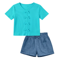 Chambray Short With Bow Front