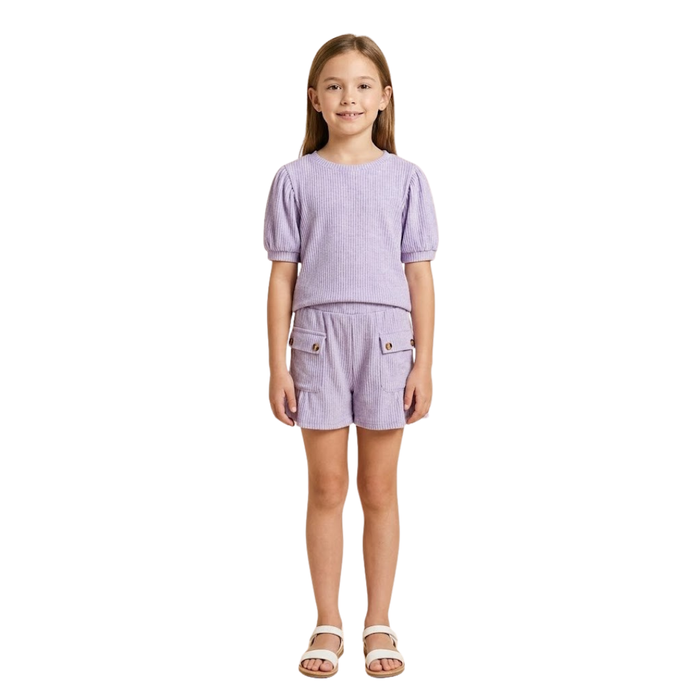 Washed Look Puff Sleeve T-Shirt