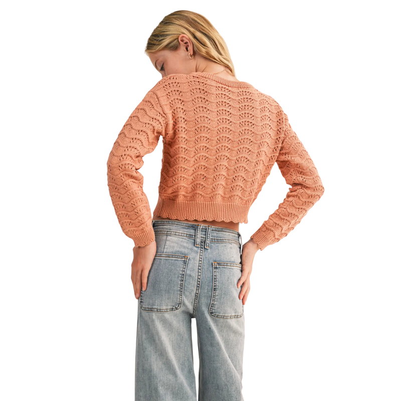 Wavy Pointelle L/S Sweater