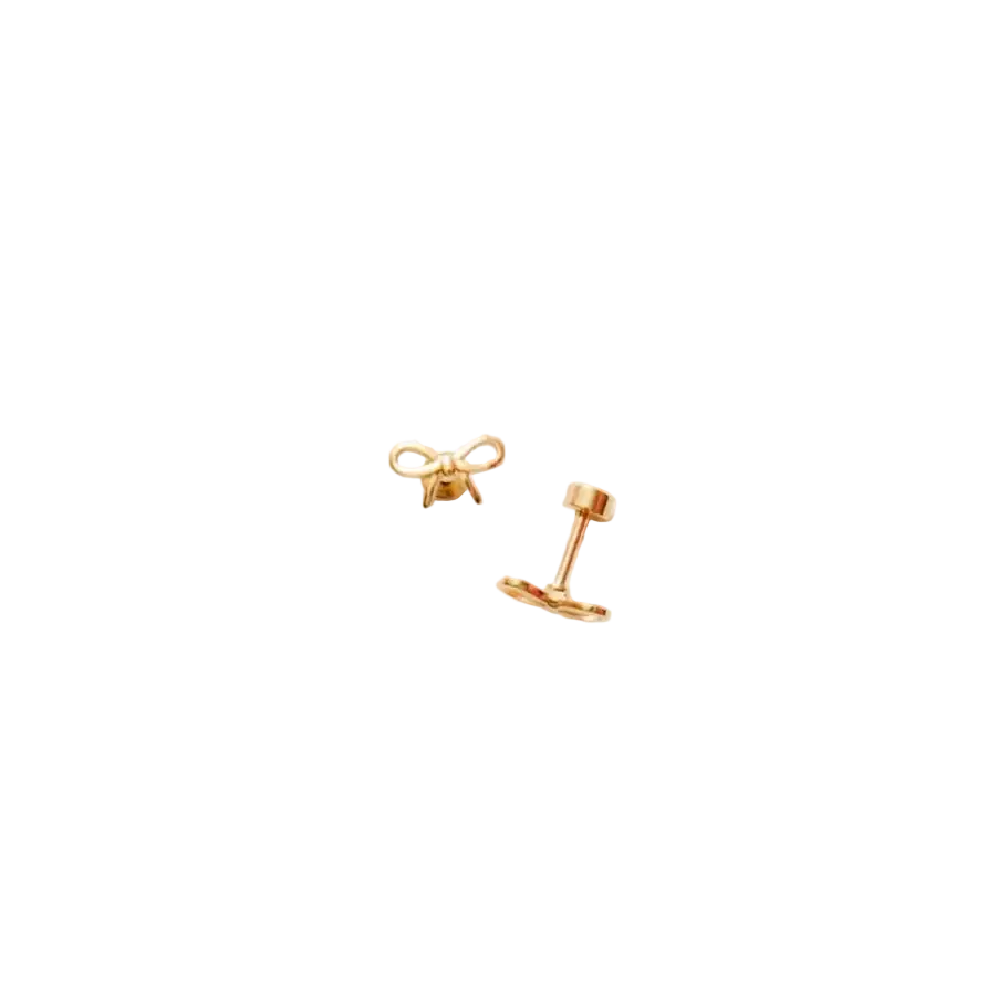 Bow Stud Earrings - Gold