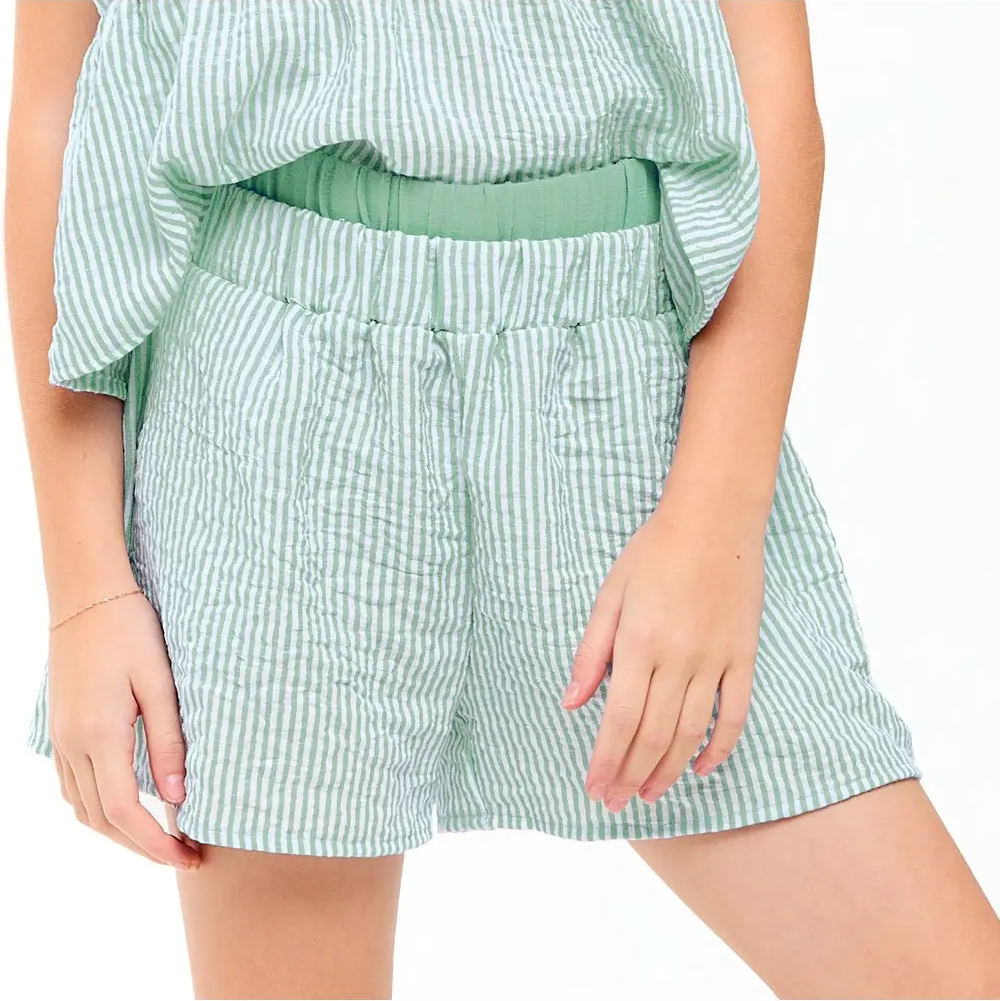 Double Waist Band Striped Gauze Shorts