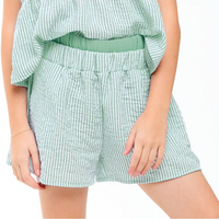 Double Waist Band Striped Gauze Shorts