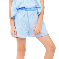 Double Waist Band Striped Gauze Shorts