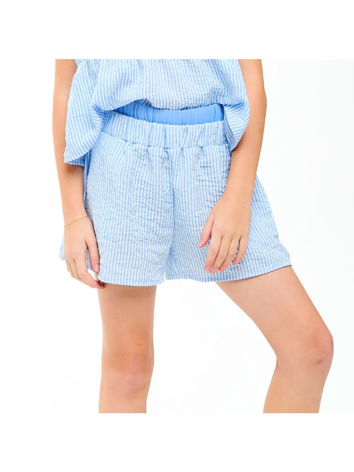 Double Waist Band Striped Gauze Shorts