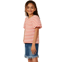 Striped Puff Sleeve Knit Top