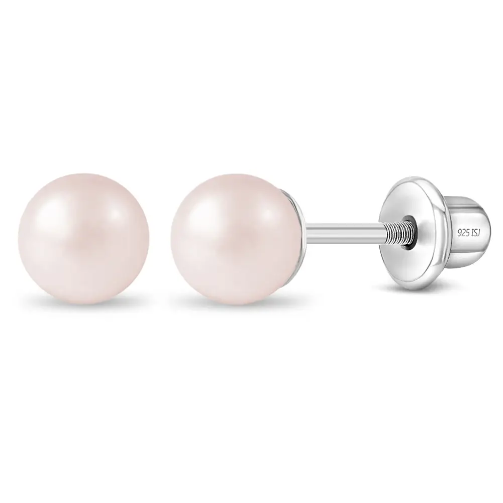 Pink Pearls Kids Earrings - Sterling Silver