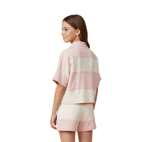 Color Block Striped Half Zip Knit Top