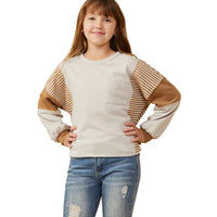 Stripe & Color Block Sleeve Knit Top