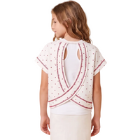 Polka Dot Game Day Patch Knit Top