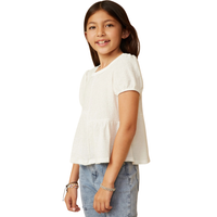 Puff Sleeve Asymmetric Panel Knit Top