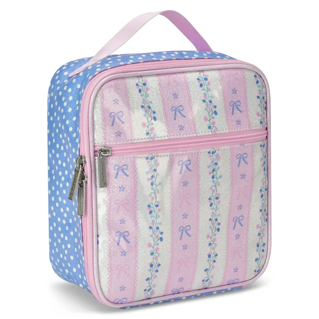 Pink Floral Stripe Lunch Tote