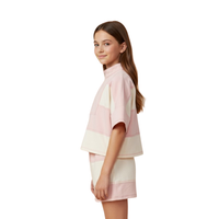 Color Block Striped Half Zip Knit Top