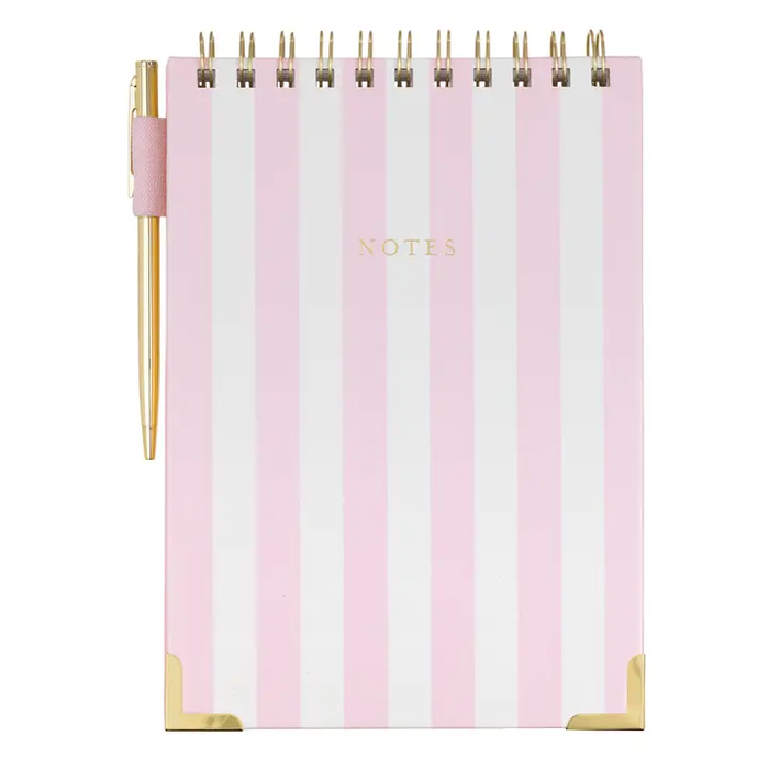 Pink Stripes Garden Blooms Steno Pad