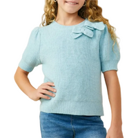Puff Sleeve Short Sleeve Sweater Top