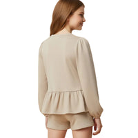 Contrast Bow Soft Knit Peplum Top